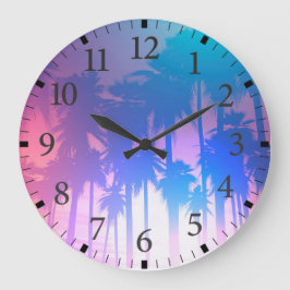 Palm Trees Sunset Wall Clock Große Wanduhr