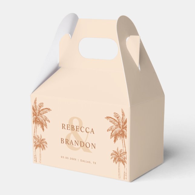 Palm Trees Terracotta Boho Beach Names Wedding Geschenkschachtel (Vorderseite)