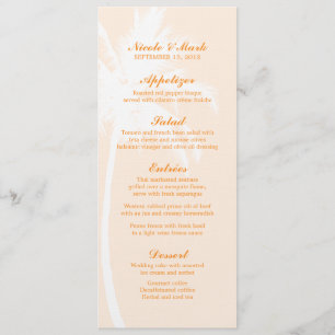 Palm Trees Tropical Mariage Cartes de menu