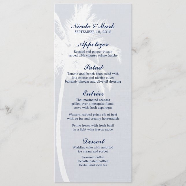 Palm Trees Tropical Mariage Cartes de menu (Devant)
