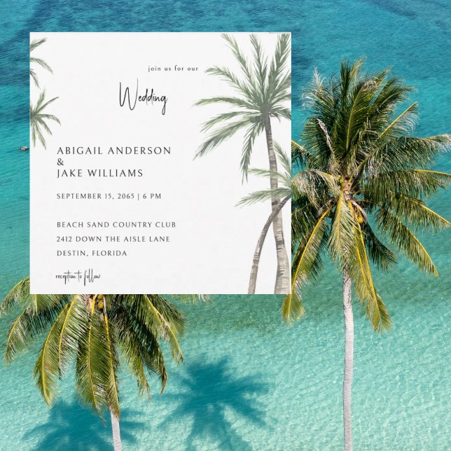 Palm Trees Tropical Square Wedding Einladung (Von Creator hochgeladen)