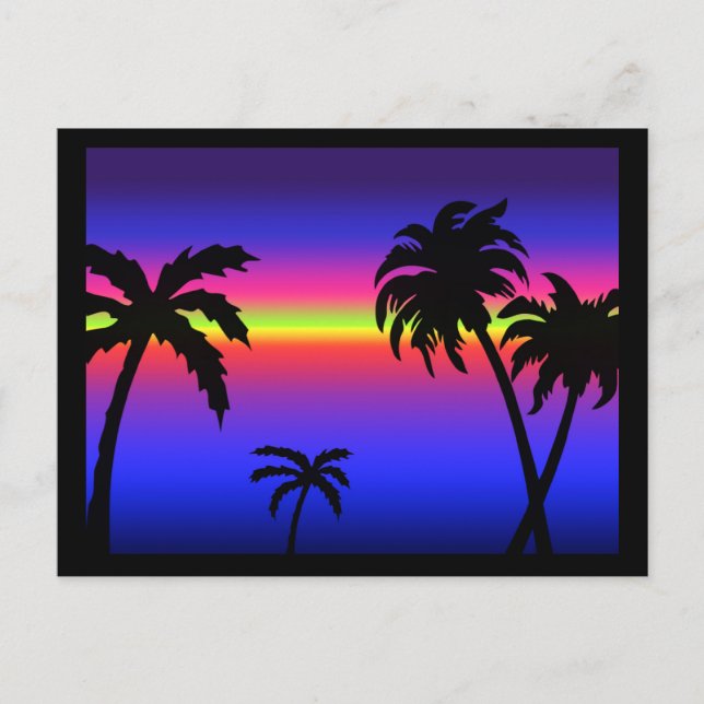 Palm Trees Tropical Sunset Postcard Postkarte (Vorderseite)