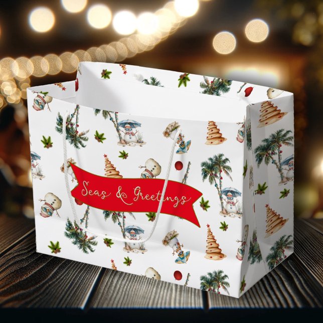 Palm Trees tropisches Weihnachtsmuster Große Geschenktüte (Von Creator hochgeladen)