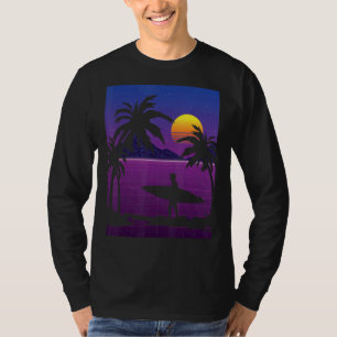 Palm Trees Vaporwave Surfer Synthwave Sunset Surfi T-Shirt