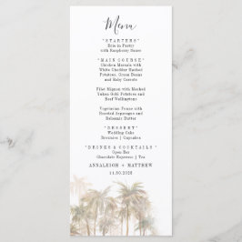 Palm Trees Watercolor Coastal Wedding Menu Menükarte
