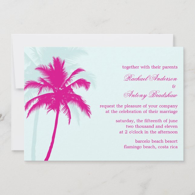 Palm Trees Wedding Einladung (Vorderseite)