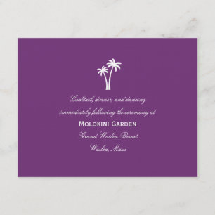 Palm Trees Wedding Reception Card - Lila Begleitkarte