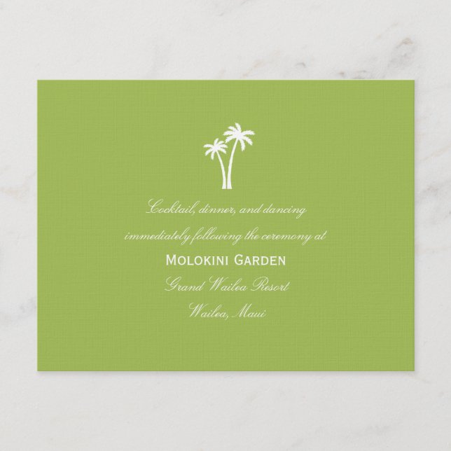 Palm Trees Wedding Reception Card - Limon Begleitkarte (Vorderseite)