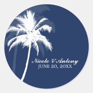 Palm Trees Wedding Runder Aufkleber