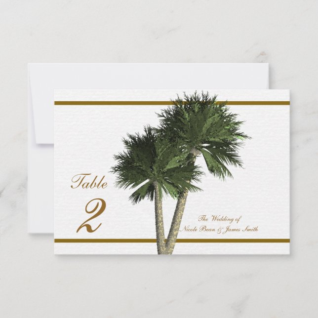 Palm Trees White & Gold Elegante Hochzeitskarte Einladung (Vorderseite)