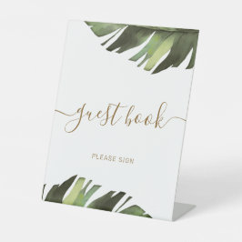 Palm Tropical Floral Showroom Gästebuch-Zeichen Sockelschild