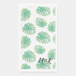 Palm Tropical Leaf Hochzeitslogo Grün Serviette