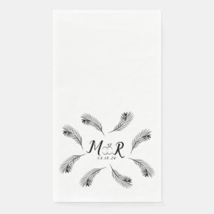 Palm Tropical Leaf Ring Wedding Logo Serviette