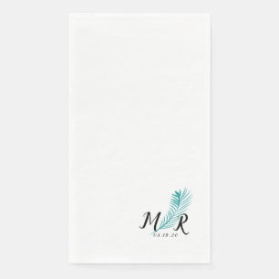 Palm Tropical Leaf Simple Wedding Logo Serviette