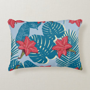 Palm tropical nahtlos blattblau dekokissen