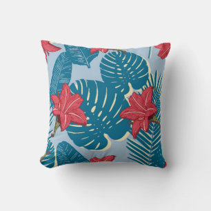 Palm tropical nahtlos blattblau kissen