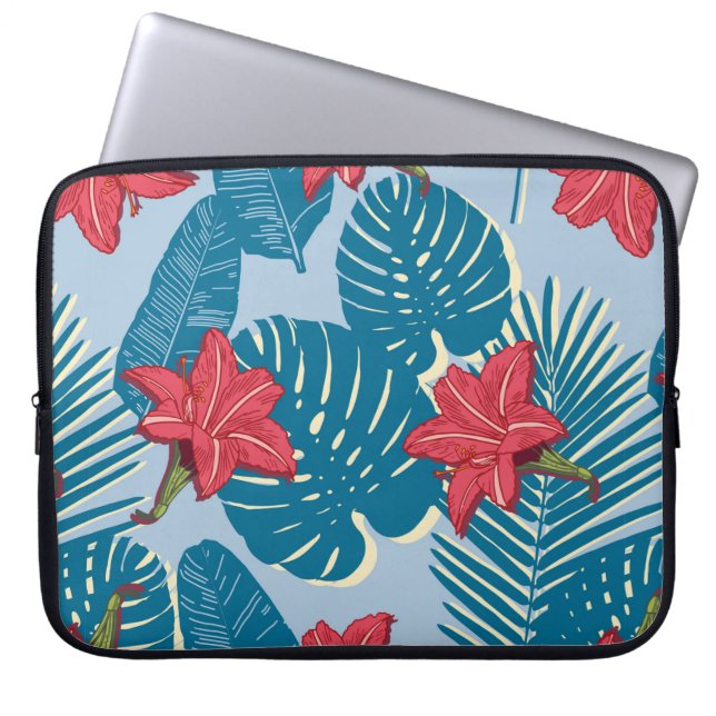 Palm tropical nahtlos blattblau laptopschutzhülle (Vorderseite)