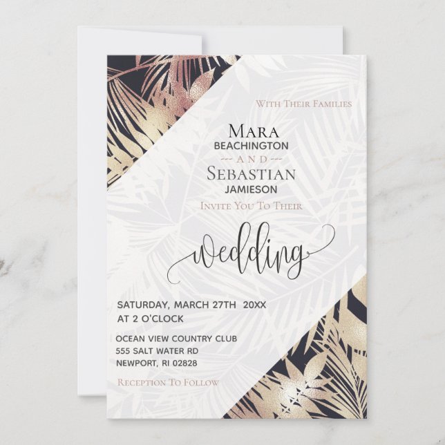 *~* Palm UAWG QR AR21 Tropisches Foto Hochzeit Einladung (Vorderseite)