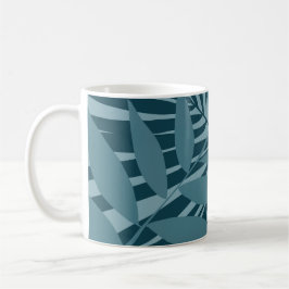Palm- und Tropenblatt abstrakt in blau-grün grau Kaffeetasse