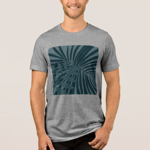 Palm- und Tropenblatt abstrakt in blau-grün grau Tri-Blend Shirt