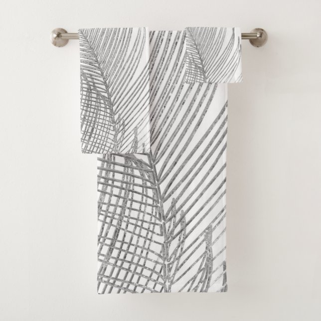 Palm Verlasse Finesse Line Art mit Silver Foil #1  Badhandtuch Set (Insitu)