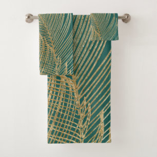 Palm Verlasse Finesse Line Kunst mit Goldenen Foil Badhandtuch Set