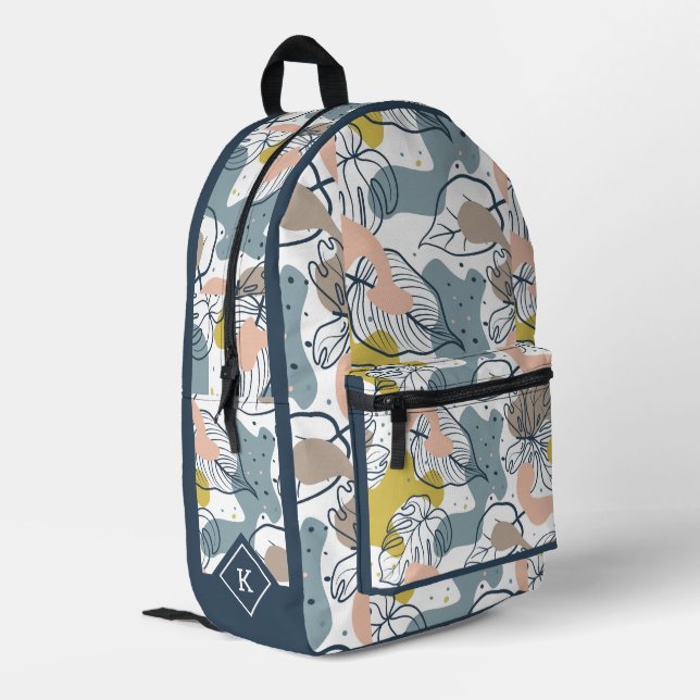 Palm Verließ Bio Formen Nahtloses Muster Bedruckter Rucksack (Rückseitige Ecke links)