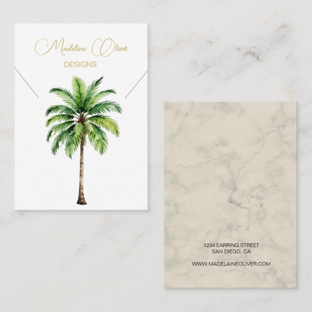 Palm Watercolor Necklace Display Business Card Visitenkarte (Vorne/Hinten)