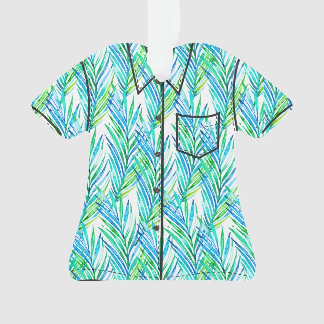 Palm Whisperer Hawaiian Tropical Aloha Shirt- Turq Ornament (Vorderseite)