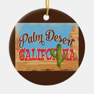 Palm Wüste California Cartoon Desert Retro Travel Keramik Ornament