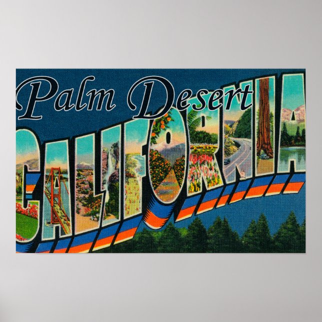 Palm Wüste, Kalifornien - Große Briefmarkenszenen Poster (Vorne)