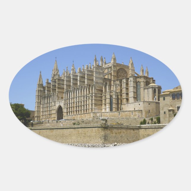Palma Cathedral Ovaler Aufkleber (Vorderseite)