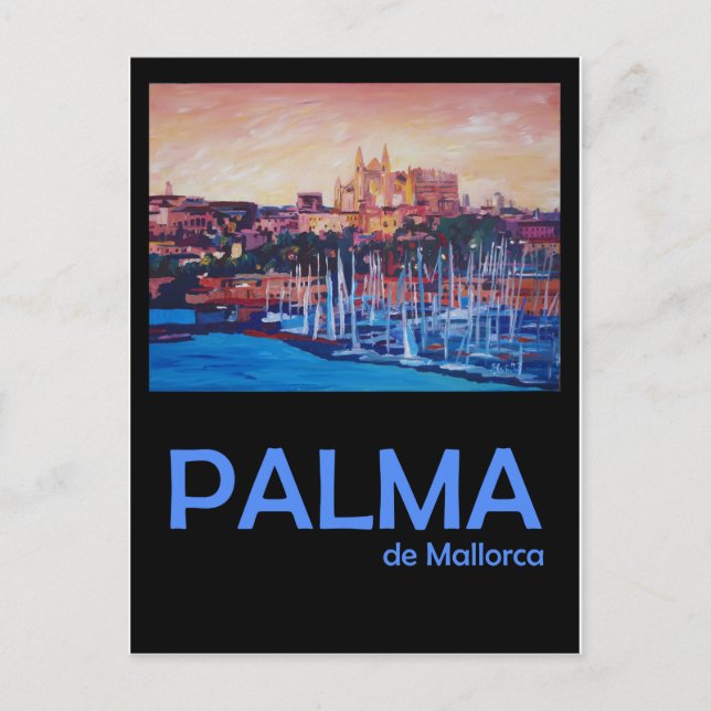 Palma de Mallorca Retro Travel Poster Postkarte (Vorderseite)