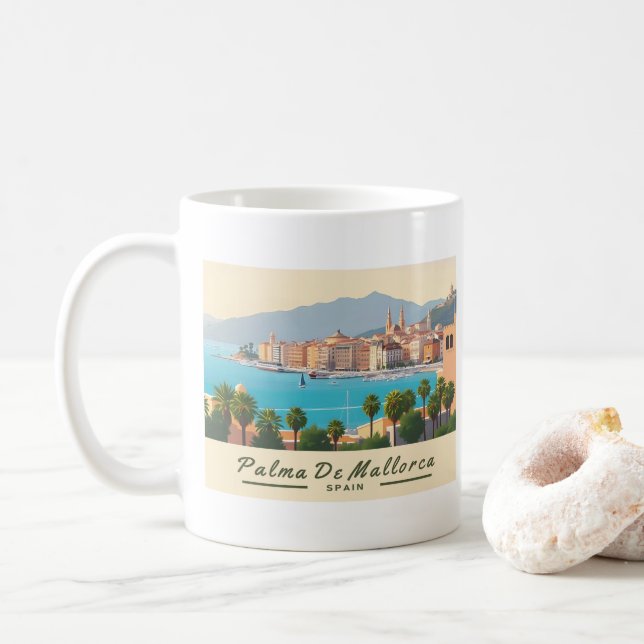 Palma de Mallorca Spanien Pastellfisch Kaffeetasse (Mit Donut)