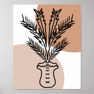 Palmbaum-Pflanzenlinie Handgezeichnete Kunstformen Poster