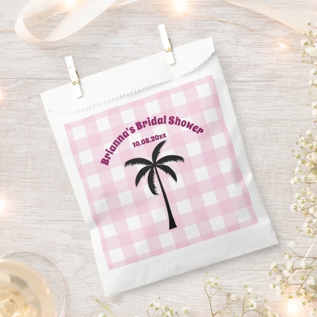 Palmbaum Weißrosa Kachelrosa Brautparty Geschenktütchen (Ausgeschnitten)