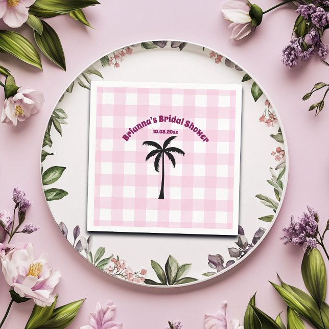 Palmbaum Weißrosa Kachelrosa Brautparty Serviette (Von Creator hochgeladen)