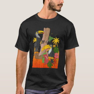 Palmbaume Tropical Bird Animal Exotic Blume Sum T-Shirt