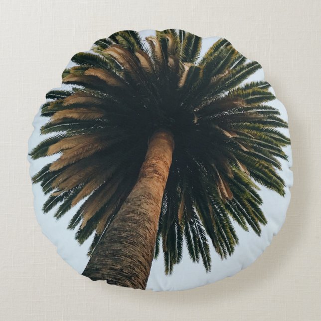 Palmbaumfotografie Rundes Kissen (Vorderseite)