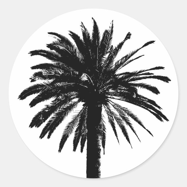 Palmbaumkleber | Hochzeitsdialer für den Strand Runder Aufkleber (Vorderseite)