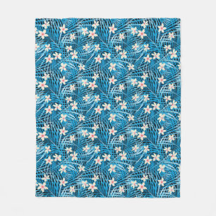 Palmblatt-Blau-Muster Fleecedecke
