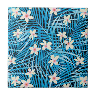 Palmblatt-Blau-Muster Fliese