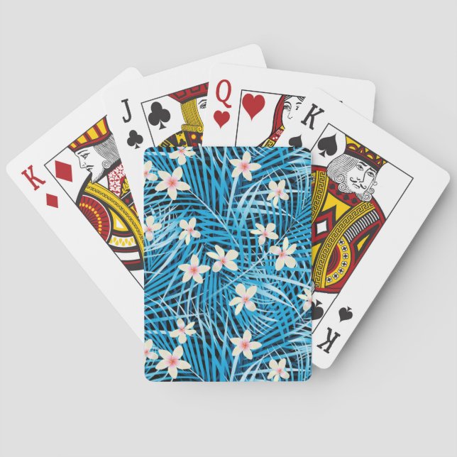 Palmblatt-Blau-Muster Spielkarten (Rückseite)