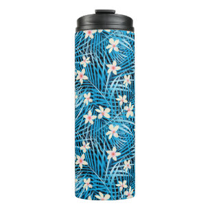 Palmblatt-Blau-Muster Thermosbecher
