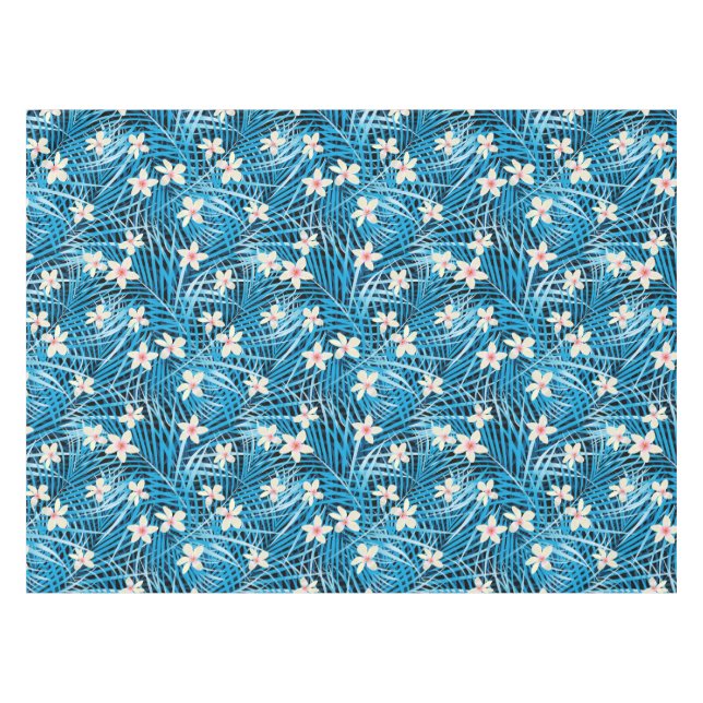 Palmblatt-Blau-Muster Tischdecke (Vorderseite (Horizontal))