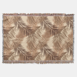 Palmblatt-Druck, dunkles Brown, TAN und Beige Decke