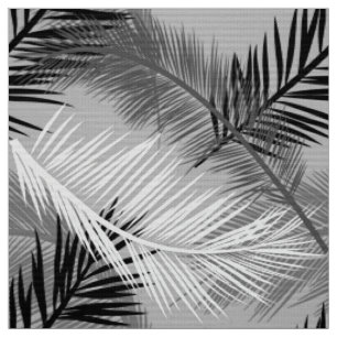 Palmblatt-Druck, grau/Grau, Schwarzweiss Stoff