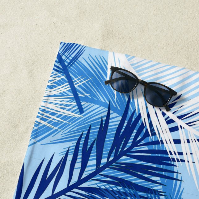Palmblatt-Druck, Kobalt, Weiß und Himmel-Blau Strandtuch (Beispiel)