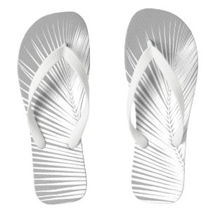 Palmblatt - grau und weiß flip flops