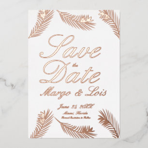 Palmblatt Save-the-Date-Karte mit geprägter Folie Folieneinladung